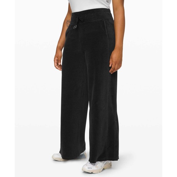 Lululemon Morning Restore Pant Heathered Black Velour Wide Leg Women’s Size 6 - Picture 2 of 7